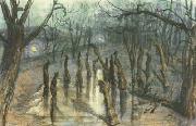 Stanislaw Ignacy Witkiewicz The Planty Park by Night-Straw-Men (mk19) oil painting